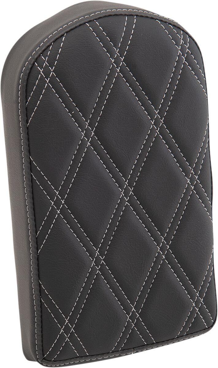 Drag Specialties Black Double Diamond Passenger Sissy Bar Pad w/Silver Stitching