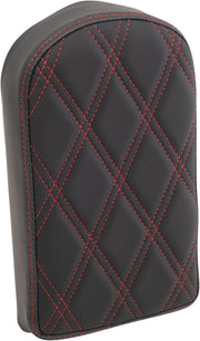 Drag Specialties Black Double Diamond Passenger Sissy Bar Pad w/Red Stitching