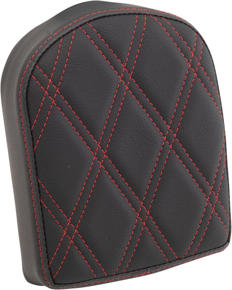 Drag Specialties Black Double Diamond Passenger Sissy Bar Pad w/Red Stitching