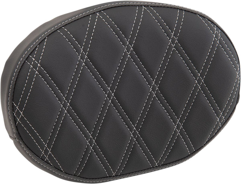 DRAG Specialties Seats Backrest Pad for Square Sissy Bars - Each, 26,5 cm (10-1/2"), Oval - Black / Silver