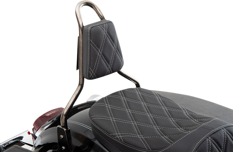 DRAG Specialties Seats Tapered Backrest Pad for Round Sissy Bars - Foam /  Vinyl, Each - Black / Silver