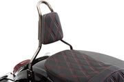 Drag Specialties Black Double Diamond Tapered Sissy Bar Pad w/Red Stitching