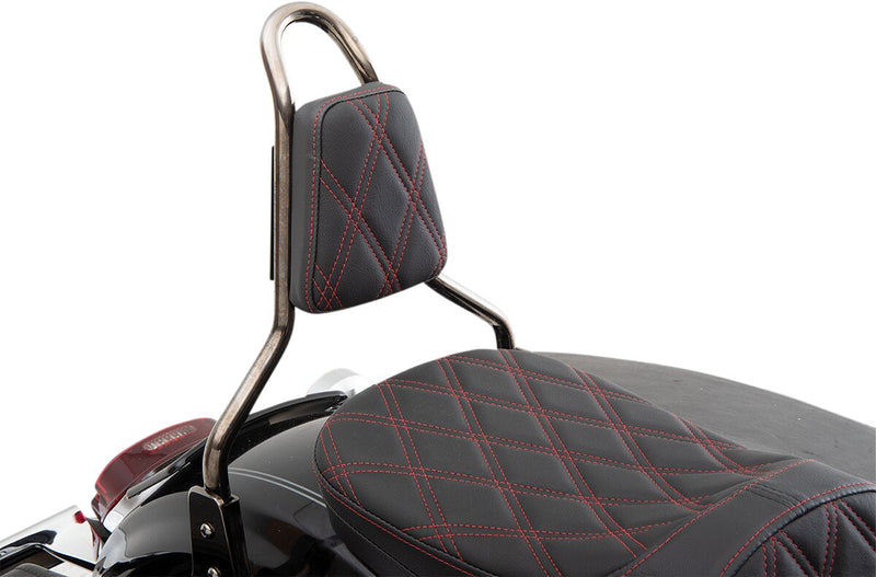 Drag Specialties Black Double Diamond Tapered Sissy Bar Pad w/Red Stitching