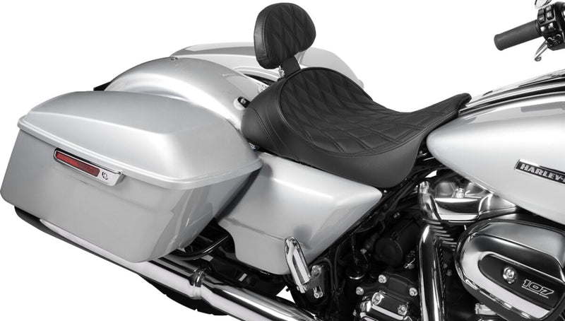 Drag Specialties Seats EZ Glide II™ Small Backrest Black Chrome Leather Vinyl #0822-0537
