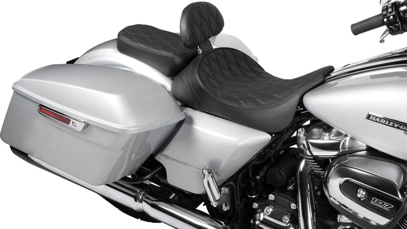 Drag Specialties Seats EZ Glide II™ Small Backrest Black Chrome Leather Vinyl #0822-0537