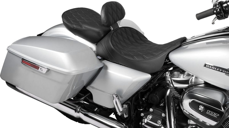 Drag Specialties Seats EZ Glide II™ Small Backrest Black Chrome Leather Vinyl #0822-0537