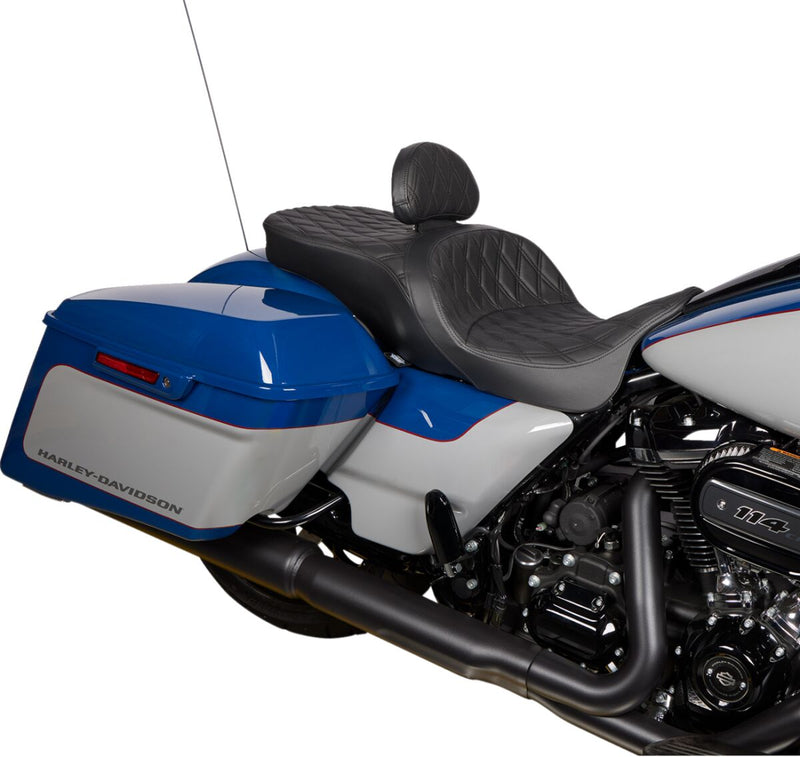 Drag Specialties Seats EZ Glide II™ Small Backrest Black Chrome Leather Vinyl #0822-0537