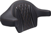 Mustang Extended Arm Wrap-Around Backrest for 2023-2026 Harley-Davidson Black Orange #88430MO