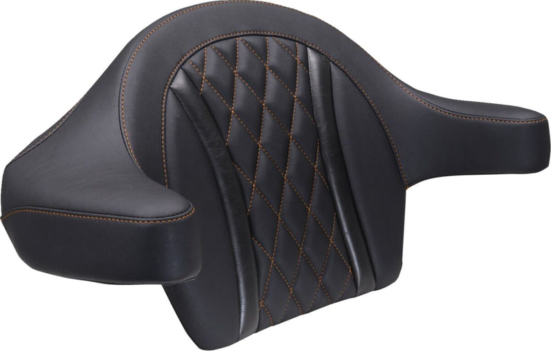 Mustang Extended Arm Wrap-Around Backrest for 2023-2026 Harley-Davidson Black Orange #88430MO
