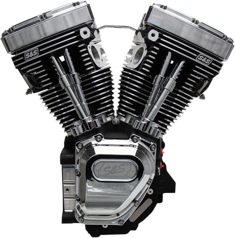 S&S Cycle T111 Long Block Engine T-Series Chrome Wrinkle Black