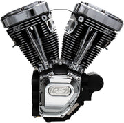 S&S Cycle T124 High Compression Long Block Engine T-Series Chrome Wrinkle Black