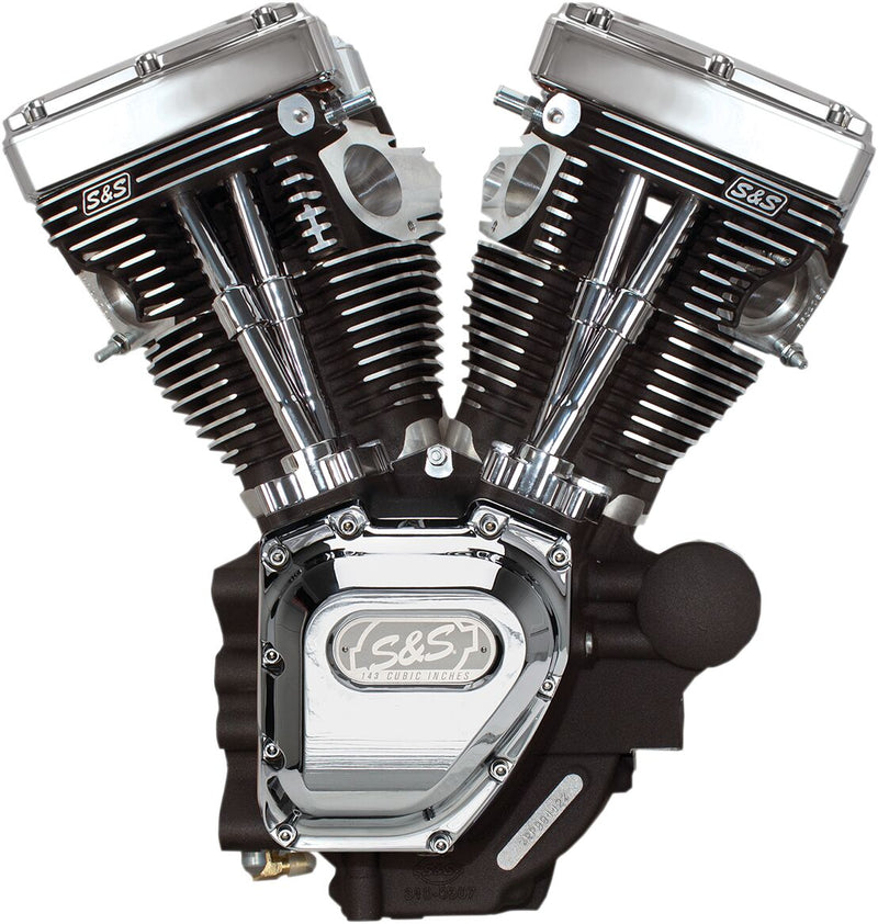 S&S Cycle T143 Long Block Engine T-Series Chrome Wrinkle Black