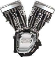 S&S Cycle T124 Low Compression Long Block Engine T-Series Chrome Wrinkle Black #310-0326A