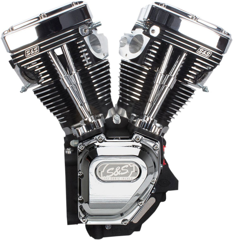 S&S Cycle T143 Long Block Engine T-Series Chrome Wrinkle Black #310-0737A