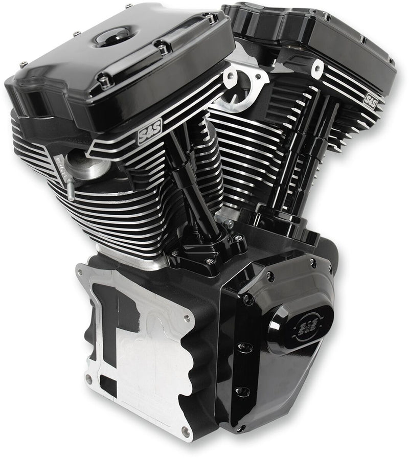 S&S Cycle T124 High Compression Long Block Engine T-Series Black