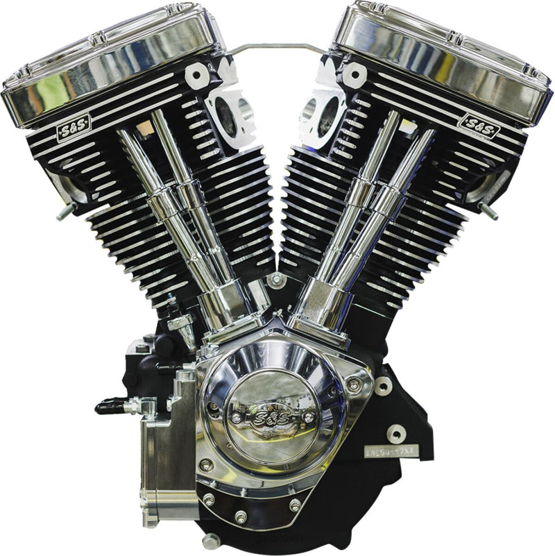 S&S Cycle V124 Long Block Engine for 1984-1999 Harley-Davidson Chrome Wrinkle Black #310-1159