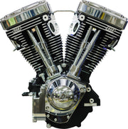 S&S Cycle V124 Long Block Engine for 1984-1999 Harley-Davidson Chrome Wrinkle Black Each