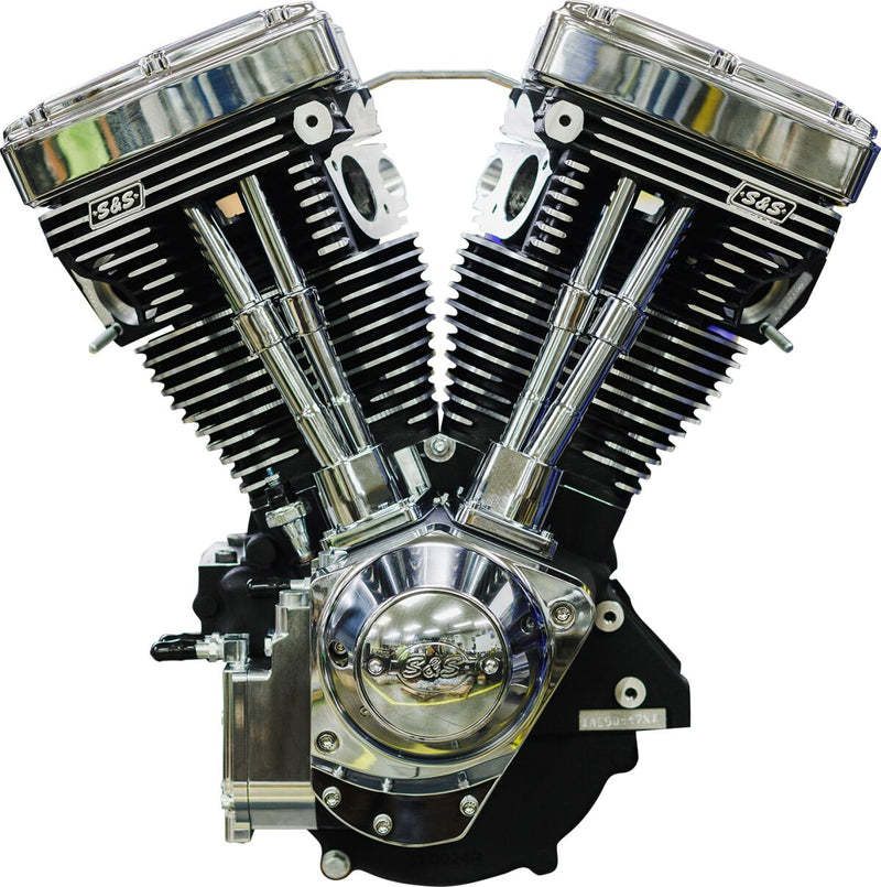S&S Cycle V124 Long Block Engine for 1984-1999 Harley-Davidson Chrome Wrinkle Black Each