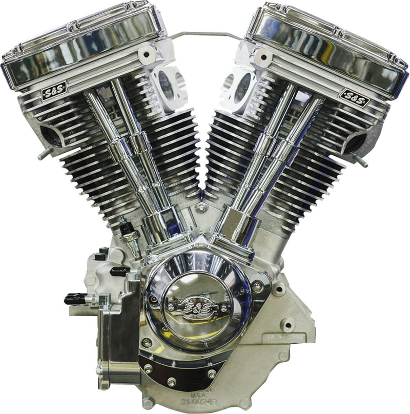 S&S Cycle V124 Long Block Engine for 1984-1999 Harley-Davidson Chrome Natural #310-1160