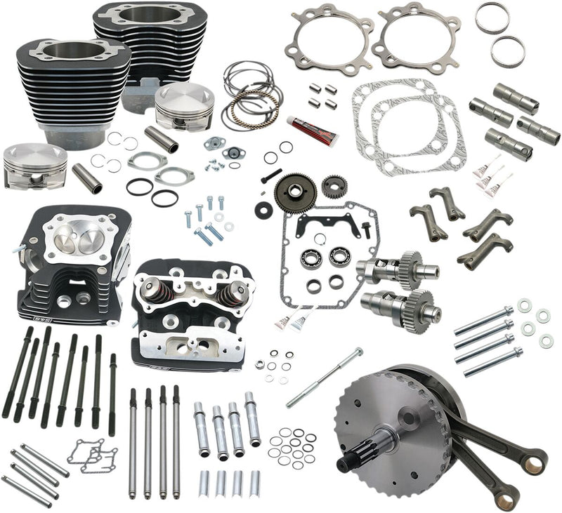 S&S Cycle 124" Hot Set Up® Engine Performance Kit Powder Coated Wrinkle Black Big Bore #900-0564