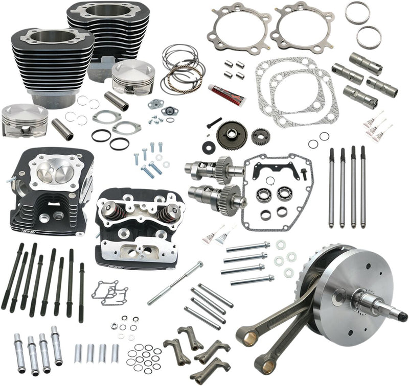 S&S Cycle 124" Hot Set Up® Engine Performance Kit Powder Coated Wrinkle Black Big Bore #900-0565