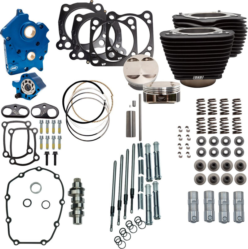 S&S Cycle 128" Power Package for 2017-2025 Harley-Davidson Performance Kit Black Non-Highlighted Fins #310-1105C