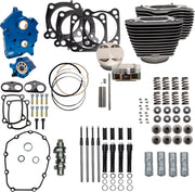 S&S Cycle 124" Power Package for 2017-2025 Harley-Davidson Performance Kit Highlighted Fins Wrinkle Black 550C #310-1056C