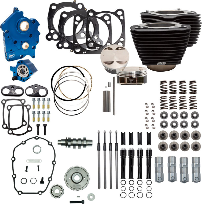 S&S Cycle 124" Power Package for 2017-2025 Harley-Davidson Performance Kit Black Granite Highlighted Fins Big Bore #310-1059C
