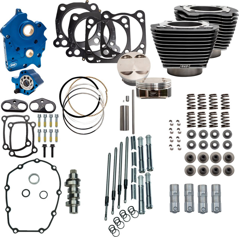 S&S Cycle 128" Power Package for 2017-2025 Harley-Davidson Performance Kit Black Granite Highlighted Fins