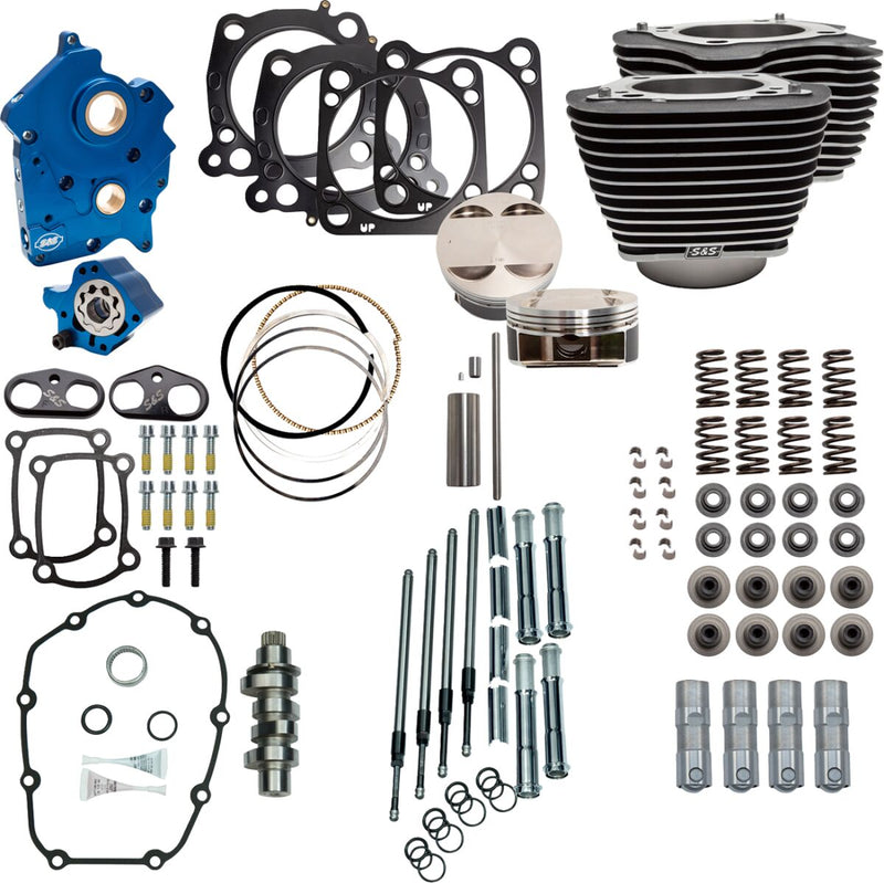 S&S Cycle 128" Power Package for 2017-2025 Harley-Davidson Performance Kit Black Highlighted Fins #310-1101C