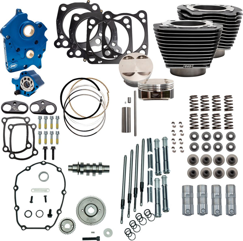 S&S Cycle 128" Power Package for 2017-2025 Harley-Davidson Performance Kit Black Granite Highlighted Fins #310-1108C