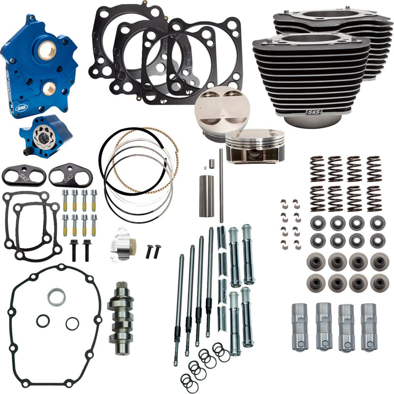 S&S Cycle 124" Power Package for 2017-2025 Harley-Davidson Performance Kit Black Highlighted Fins Big Bore #310-1050C