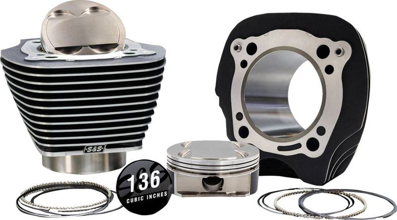 S&S Cycle 132" High Compression/ 136" Big Bore Kit for 2019-2025 Harley-Davidson Black Granite Highlighted Fins