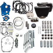 S&S Cycle 132" Power Package for M8 for 2017-2023 Harley-Davidson Performance Kit Non-Highlighted Fins Wrinkle Black Engine