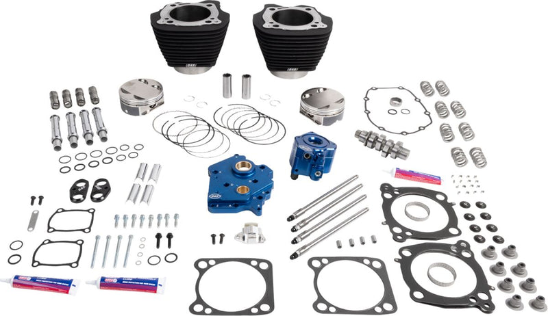 S&S Cycle 132" Power Package Engine Performance Kit for 2017-2026 Harley-Davidson Black Non-Highlighted Fins HPT496 Series #310-1389