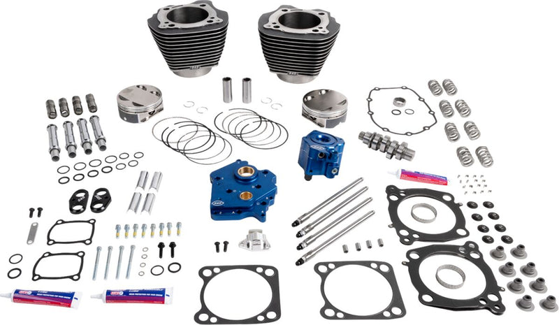 S&S Cycle 132" Power Package Performance Kit for 2017-2026 Harley-Davidson Black Granite Highlighted Fins 496 Series Engine #310-1400A