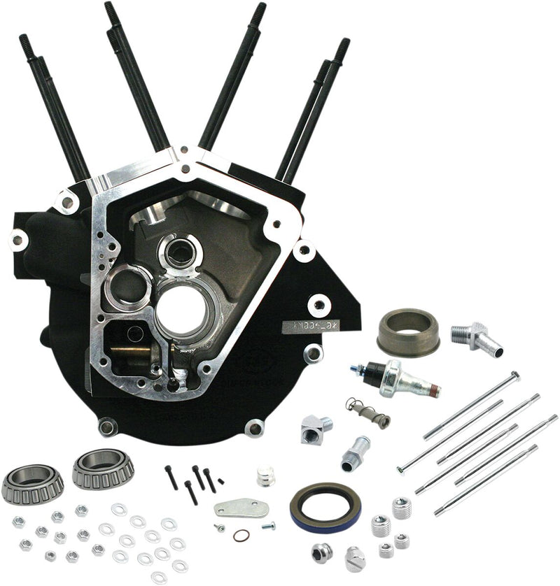 S&S Cycle Super Stock® Alternator Style Engine Case Black Powder-Coated Standard Bore A356 T-6 Aluminium Alloy Kit #31-0052