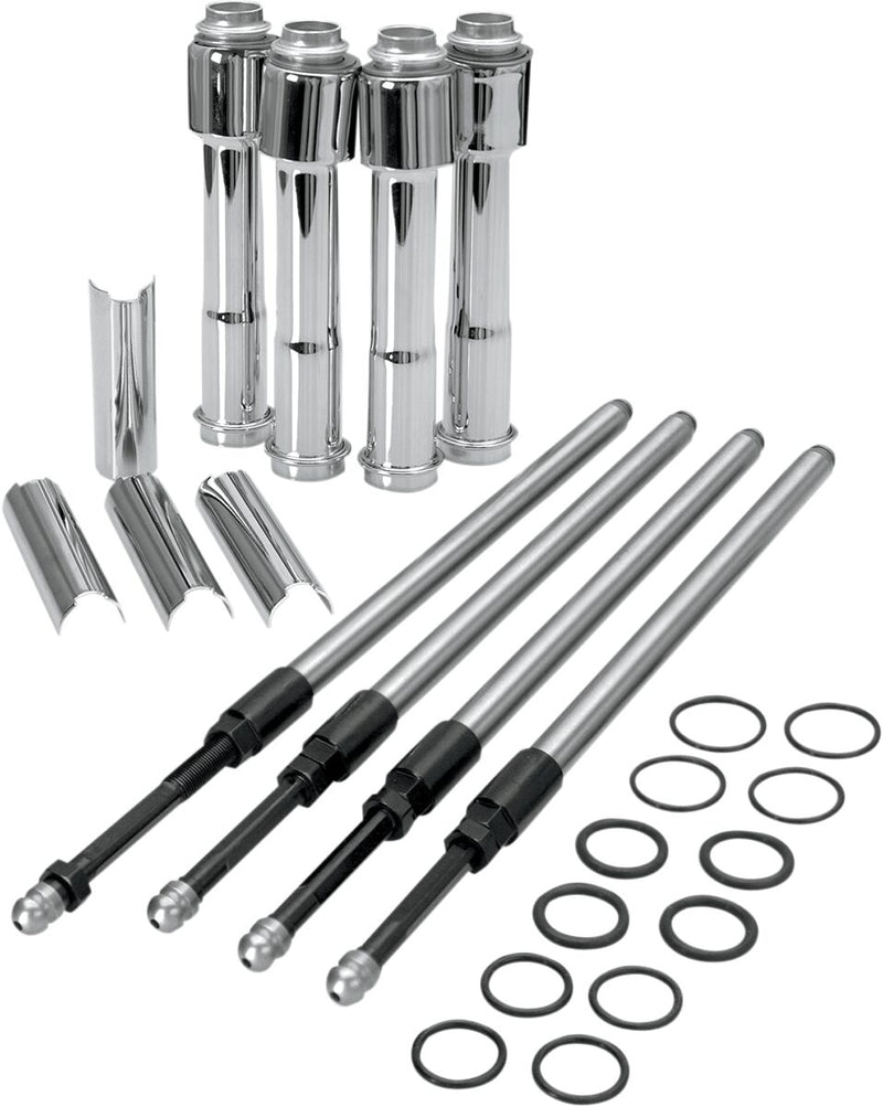 S&S Cycle Quickee Pushrod Kit with Chrome Covers Chromoly Steel #930-0023