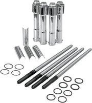 S&S Cycle Adjustable Pushrod Cover Kit with Chrome Covers Pushrod Kit Chromoly Steel Set of 4