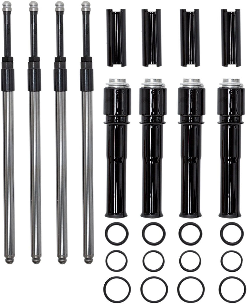 S&S Cycle Quickee Pushrod Kit with Gloss Black Covers Chromoly Steel Set of 4