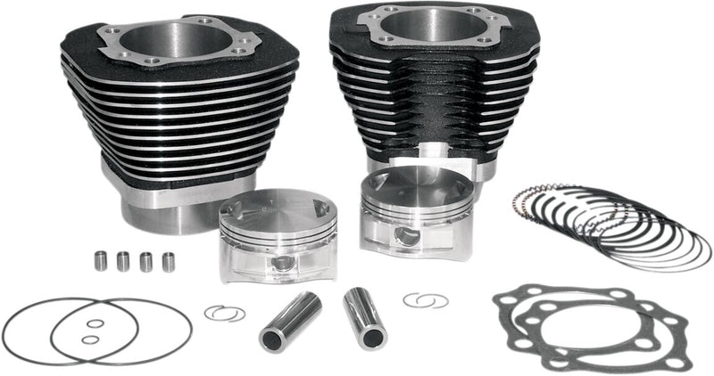 S&S Cycle Big Bore Cylinder Kit Black Aluminium #910-0205