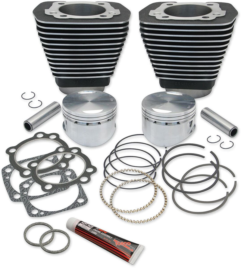 S&S Cycle 96" Big Bore Kit Big Bore Cylinder Kit Black Powder-Coated Aluminium Cast #91-7702