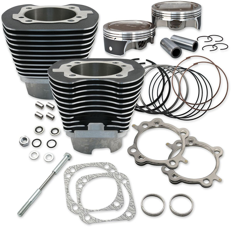 S&S Cycle 124" Cylinder and Piston Kit Big Bore Cylinder Kit Black Powder-Coated #910-0324