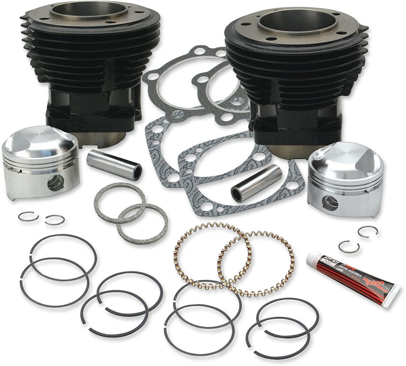 S&S Cycle Stock Bore 80" Cylinder and Standard Compression Piston Kit Cylinder and Piston Kit Powder-Coated Replacement Cast Iron #91-9024