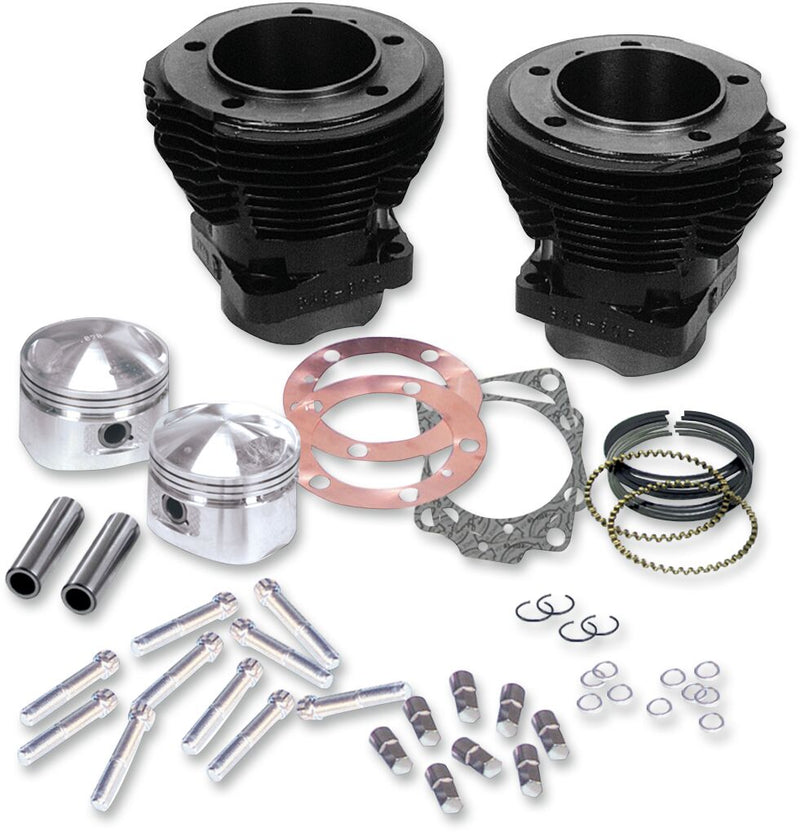 S&S Cycle 3-5/8" Big Bore Cylinder and Piston Kit Gloss Black Cast Iron #91-9001