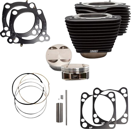 S&S Cycle Cylinder Kit for 2017-2025 Harley-Davidson Big Bore Non-Highlighted Fins Wrinkle Black Bolt-On