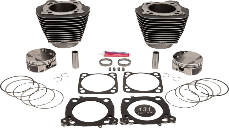 S&S Cycle Cylinder Kit for 2017-2025 Harley-Davidson Stroker Black Granite Highlighted Fins Bolt-On