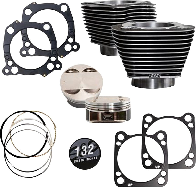 S&S Cycle Big Bore Cylinder Kit for 2017-2023 Harley-Davidson Black Granite Highlighted Fins #910-0847A