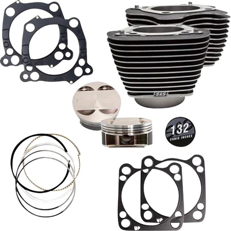 S&S Cycle Big Bore Cylinder Kit for 2017-2023 Harley-Davidson Highlighted Fins Powder-Coated #910-0845A