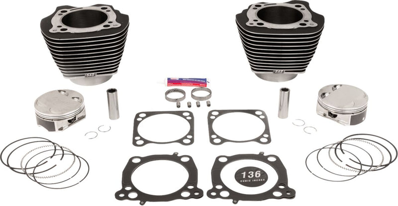 S&S Cycle Big Bore Cylinder Kit for 2017-2023 Harley-Davidson Highlighted Fins Powder-Coated #910-0848A